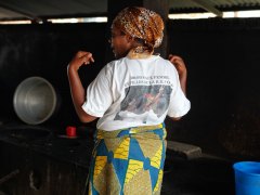 Friends of V-Day are a goup of women who helped build City of Joy and now work with the women of City of Joy n the kitchens and building and grounds maintenance. City of Joy, February 2013, Bukavu, DRC.