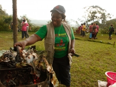Cooking Tilapia caught at the V-World Farm, February 2013.